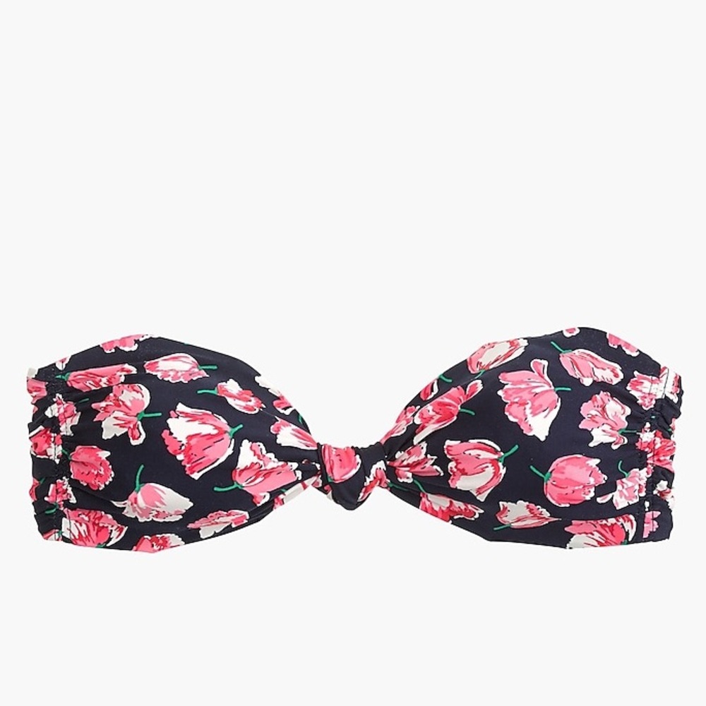 Bandeau knot bikini top in watercolor rose print